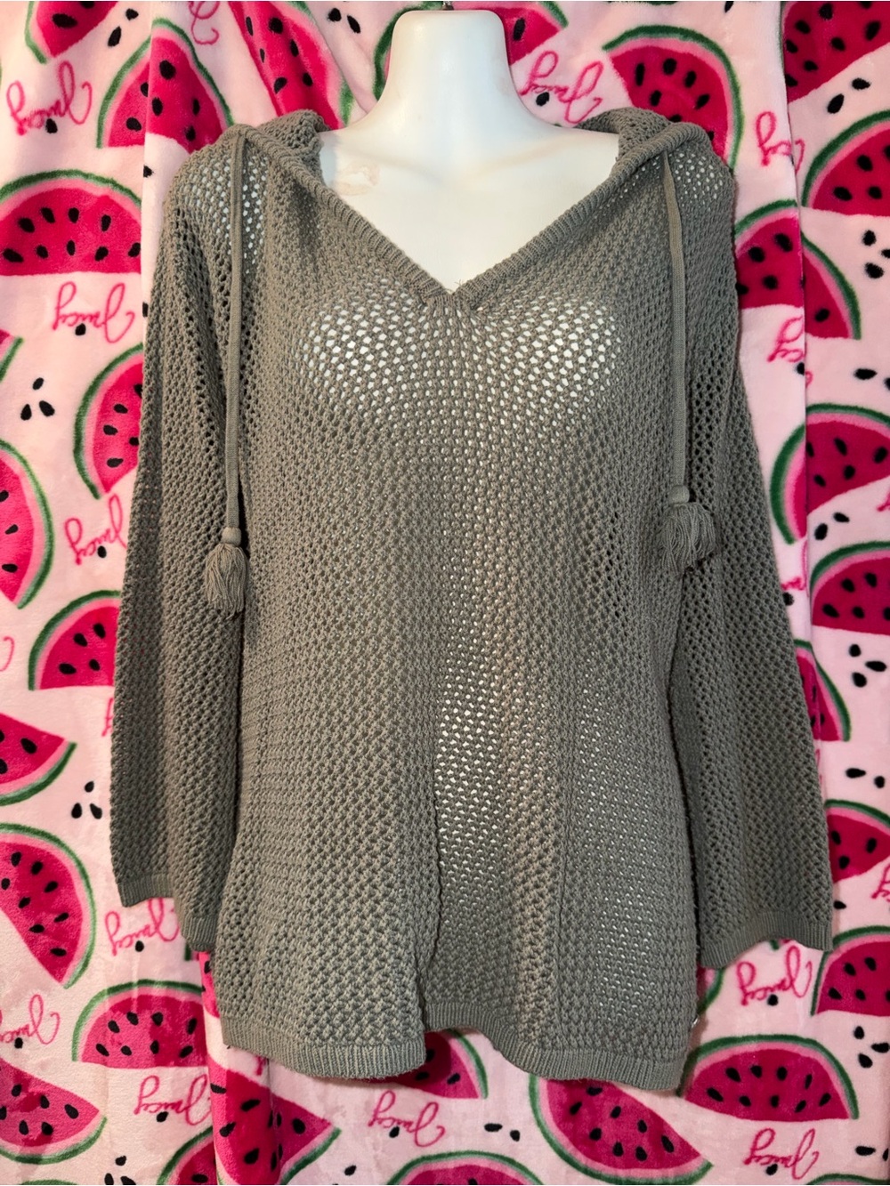 💚 Roxy Open Knit Hooded Sweater
